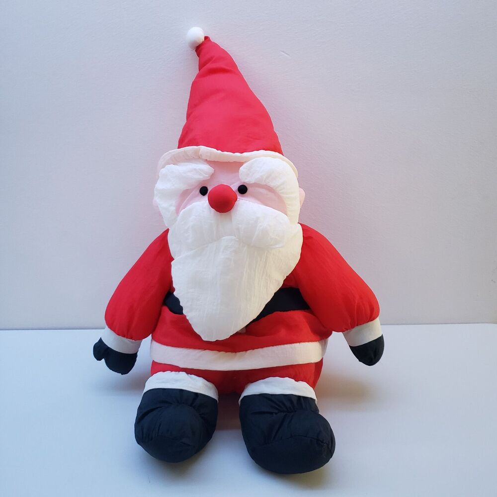 Vintage Santa Clause Parachute Nylon Puffy Plush 18" Stuffed Animal Christmas